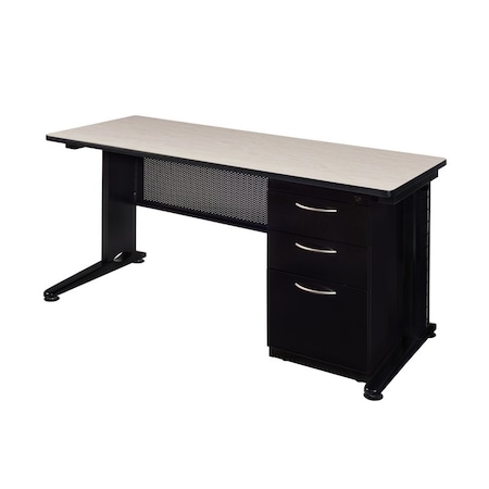 Fusion Fusion Single Pedestal Desks, 24 D X 29 H, 66 W X Wood, Metal MSP6624PL